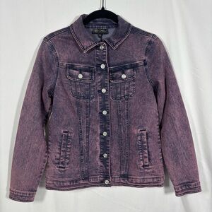 DG2 Diane Gilman Denim Faded Neon Pink‎ Jacket Women’s XS NWOT